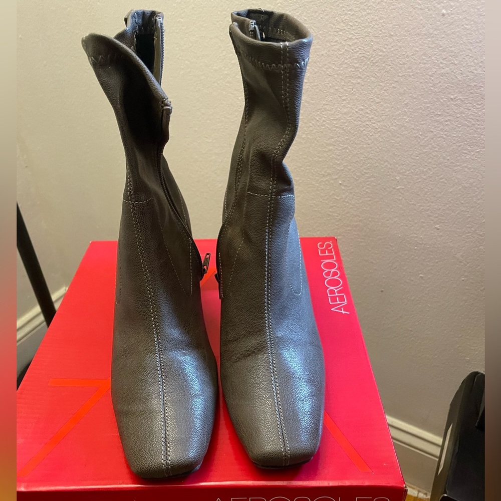 Dark Grey Leather Boots